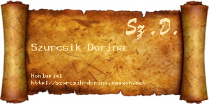 Szurcsik Dorina névjegykártya
